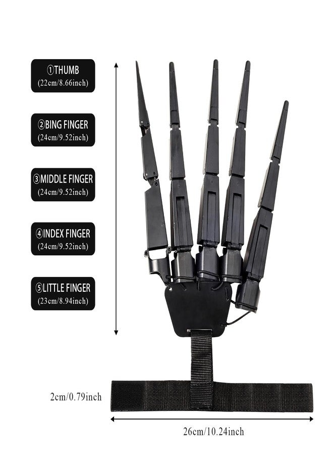 Hftjtsa Halloween Articulated Finger Extensions with Gloves 3D Printed Flexible Finger Scary Skeleton Bone Claw Hand for Cosplay - One Pair Black Halloween Devil Claws - Image 2